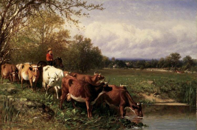 James McDougal Hart Cattle and Landscape Spain oil painting art